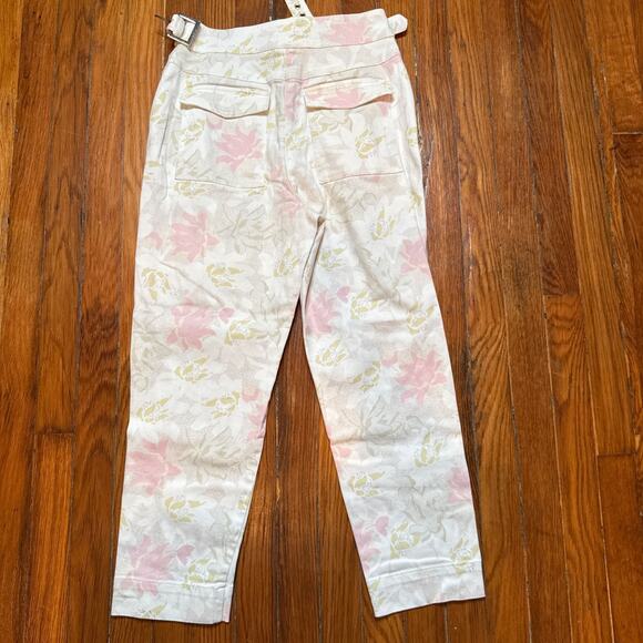 Ted Baker London Jeans Floral Buckle Waist Tapered Trouser Pant Sz 2 - Picture 7 of 9